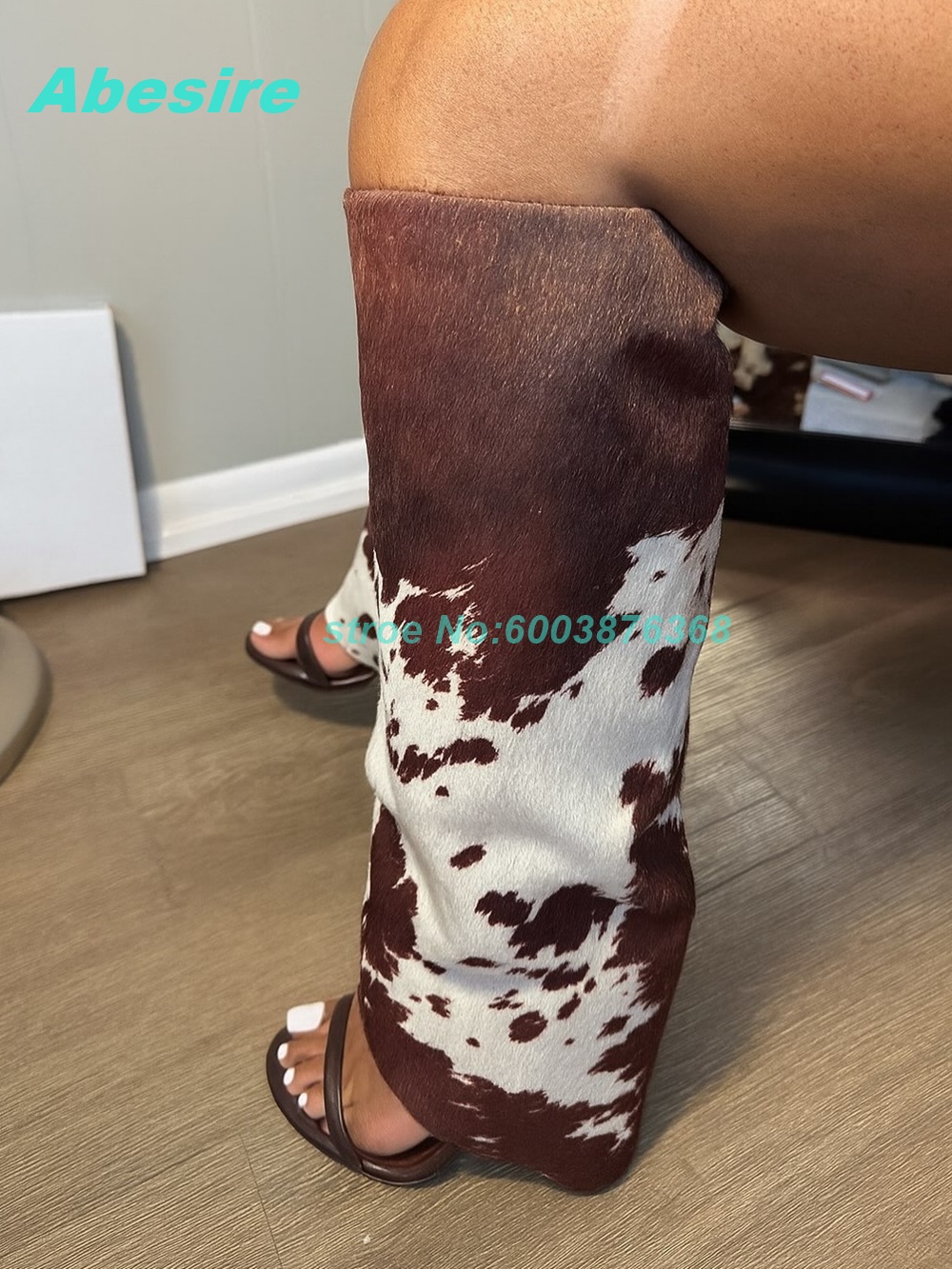 Women'S Fashion Boots - Botas de tacón grueso con estampado