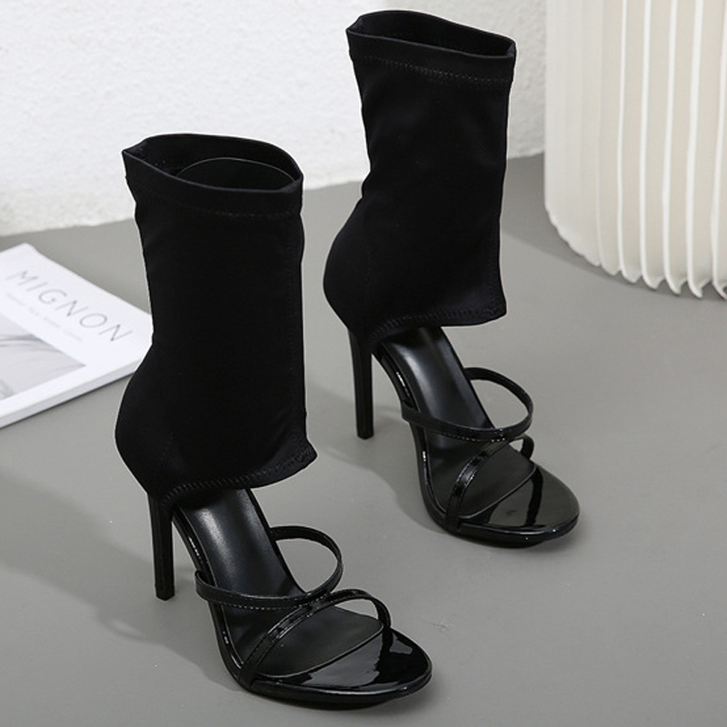 Women'S Fashion Boots - Botas de tela elástica de alta