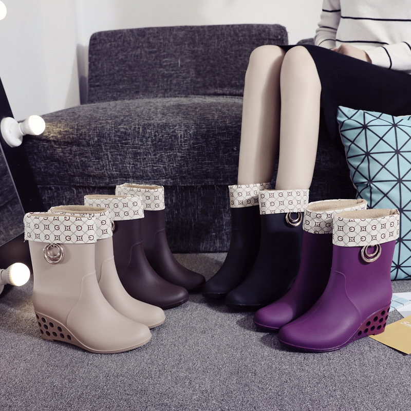 Women'S Fashion Rain Boots - Cuñas de estilo coreano, zapatos de