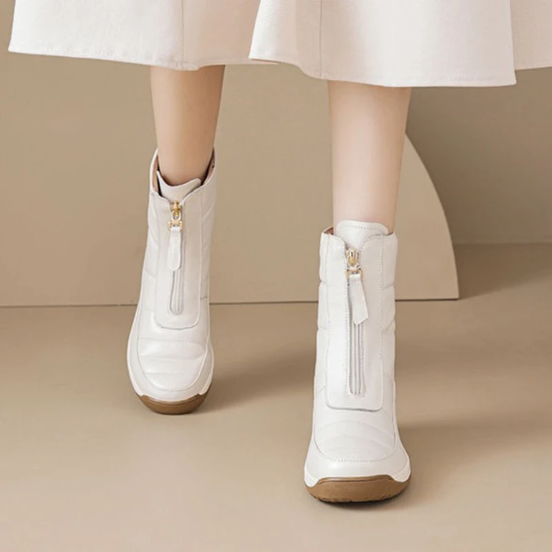 Sale Fashion Women - Botines punta redonda impermeables con cremallera