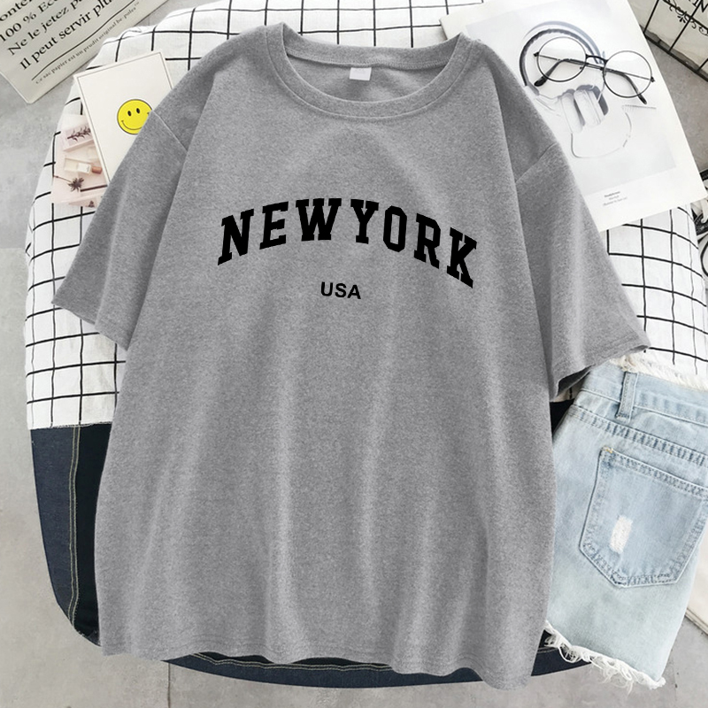Women'S Fashion York - Camiseta gráfica con letras de la