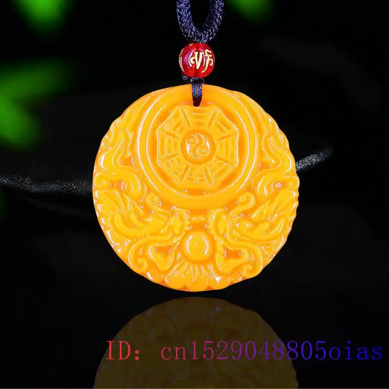 Women Fashion Necklace - Colgante de Dragón de Jade amarillo