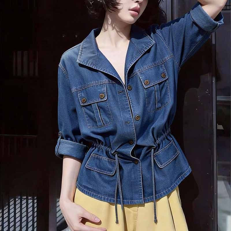 Women'S Fashion Denim Jacket - Camisa vaquera de manga larga con