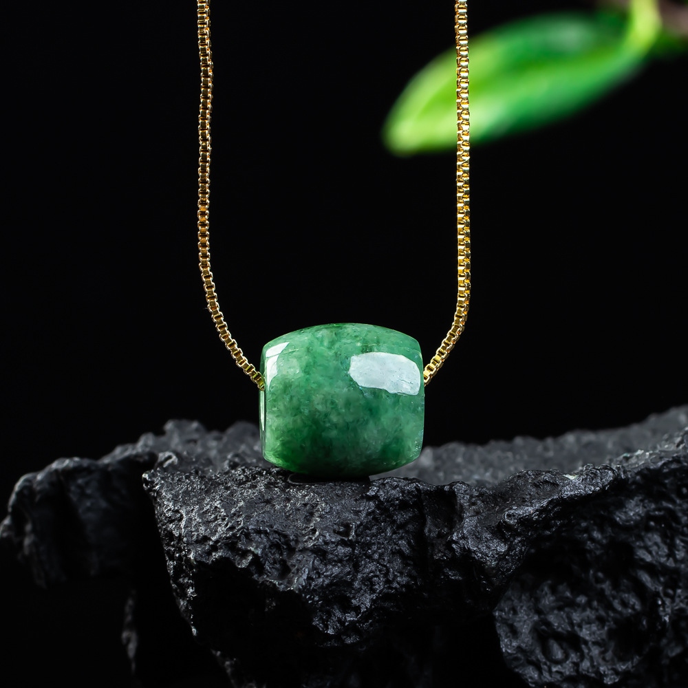 Women Fashion Necklace - Colgante de cuentas de Jade Real