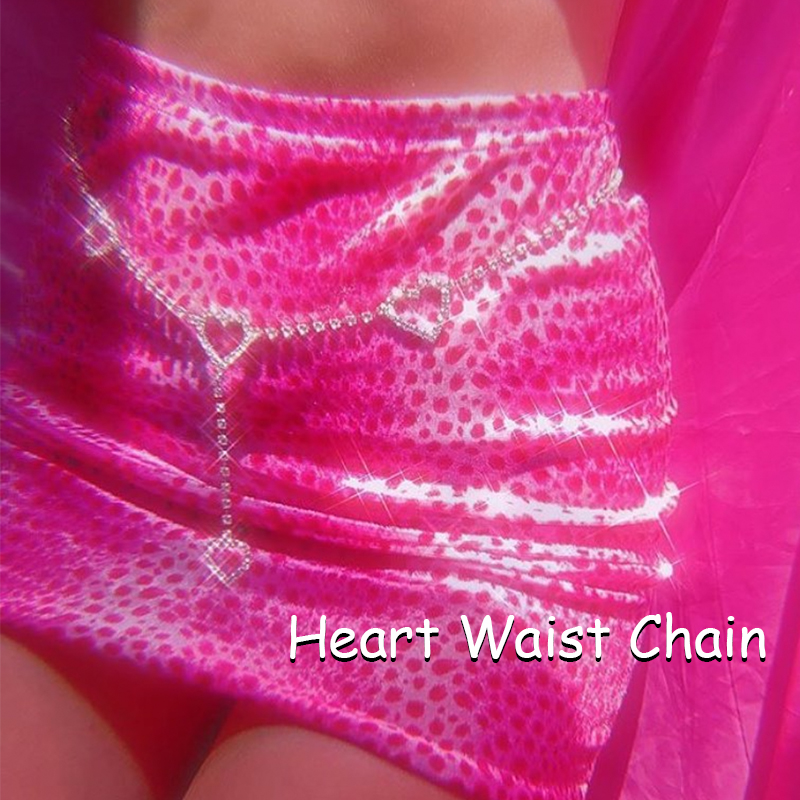 Women'S Y2K Fashion Aesthetic - Cadena de cintura de corazón de