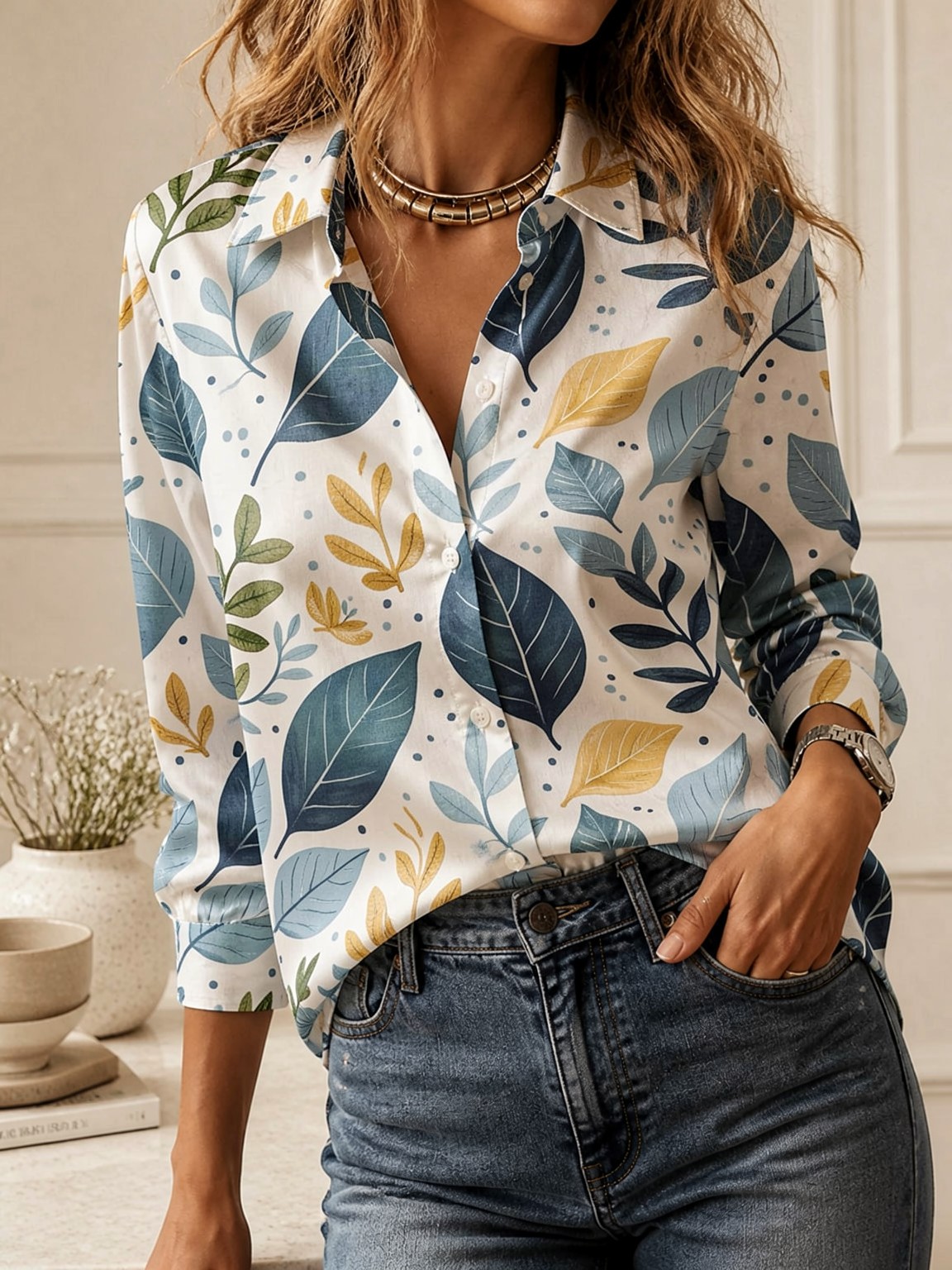 Camisa Elegante con Cuello Hol - Women Fashion Wear reseña y precio