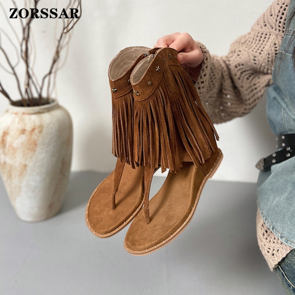 Botas de cuña con flecos y tac - Women'S Fashion Boots reseña y precio