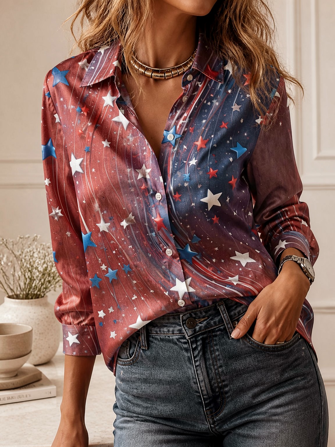 Elegante Blusa de Manga Larga  - Women Fashion Wear reseña y precio