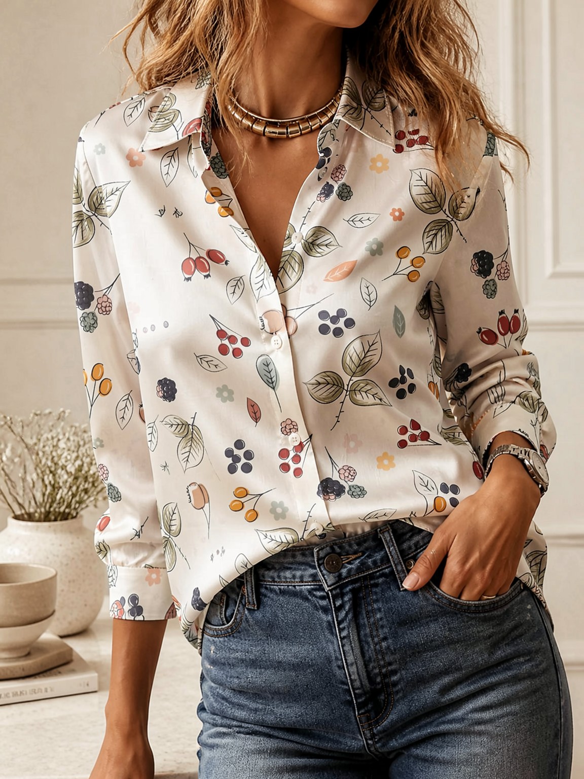 Elegante Blusa de Manga Larga  - Women Fashion Wear reseña y precio