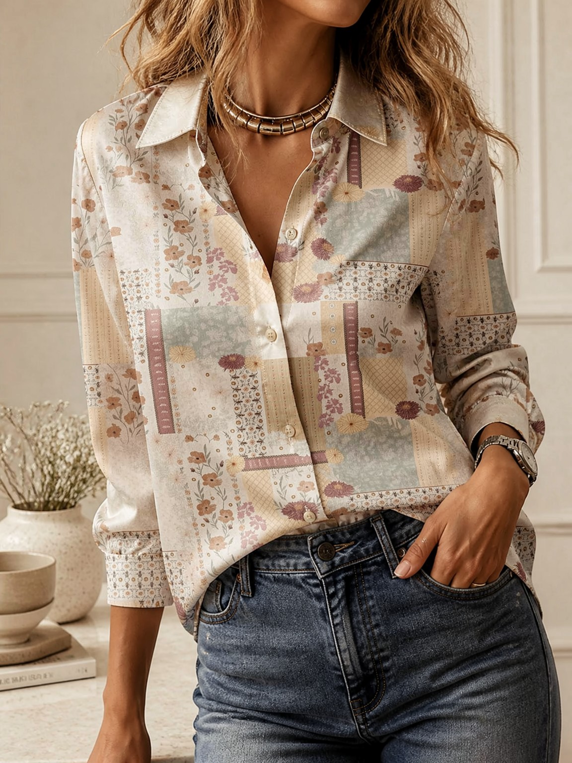 Elegante Blusa de Manga Larga  - Women Fashion Wear reseña y precio