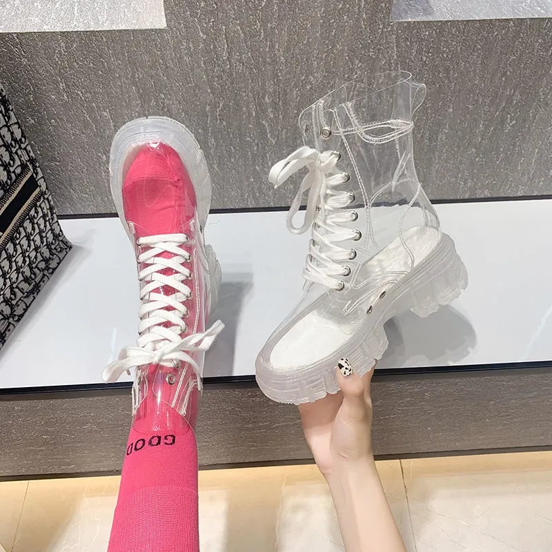 Botas de Plataforma Transparen - Women'S Fashion Rain Boots reseña y precio
