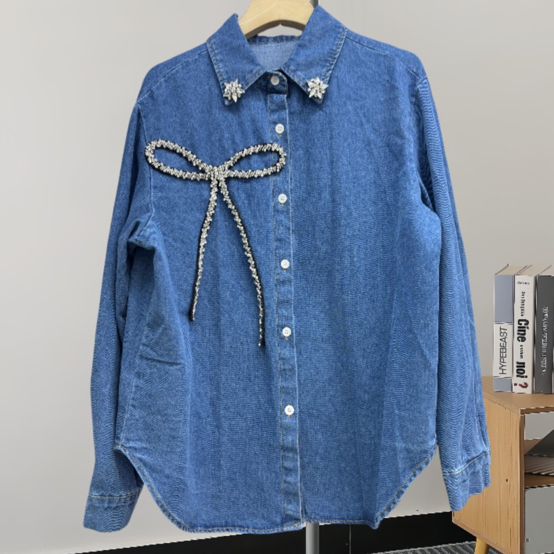 Camisa vaquera con lazo de dia - Women'S Fashion Denim Jacket reseña y precio